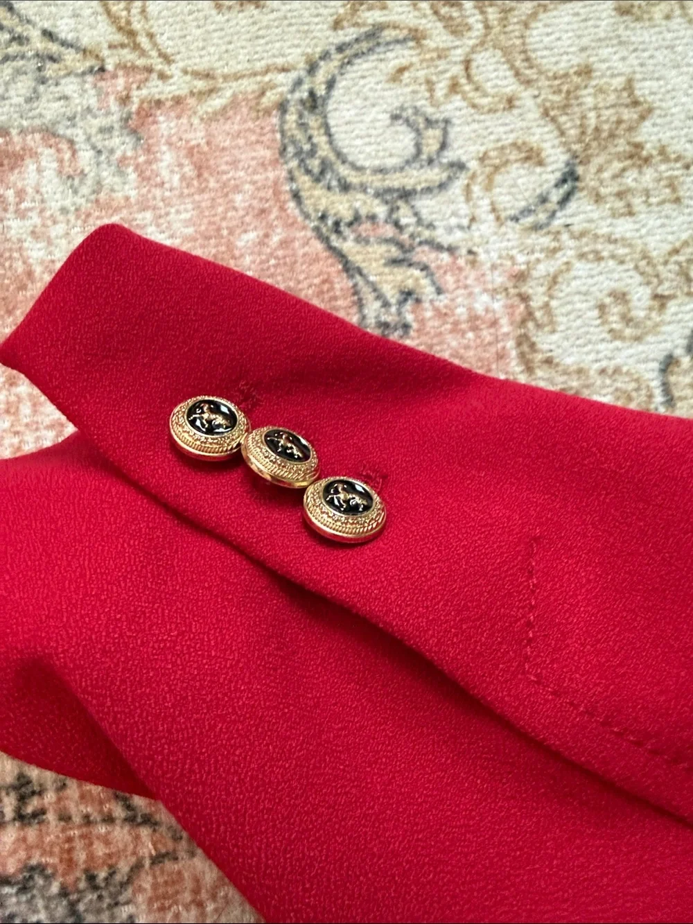 Zara Vibrant Red Double-Breasted Blazer with Gold Buttons - Picture 10 of 11